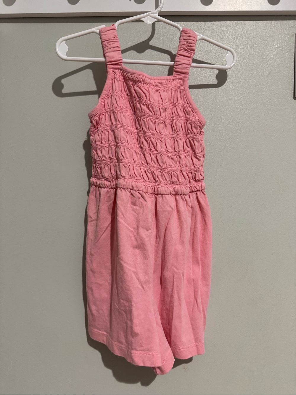 Size 6/7- Old Navy Girls' Pink Smocked Cotton Romper